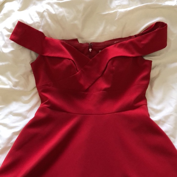 high-low scarlet red Aiden Mattox dress - Picture 3 of 6